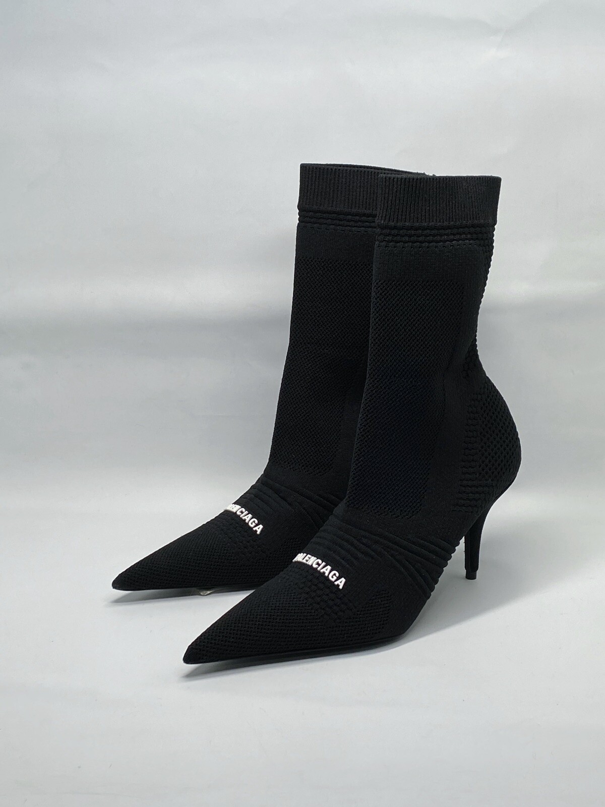 Balenciaga Knife 2.0 logo-appliquéd stretch-knit ankle boots