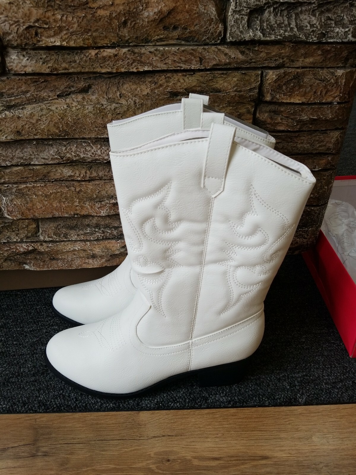 Lolli Couture Osit OoI S Faux Leather High Cowboy Boots 11 White- Karyn’s…