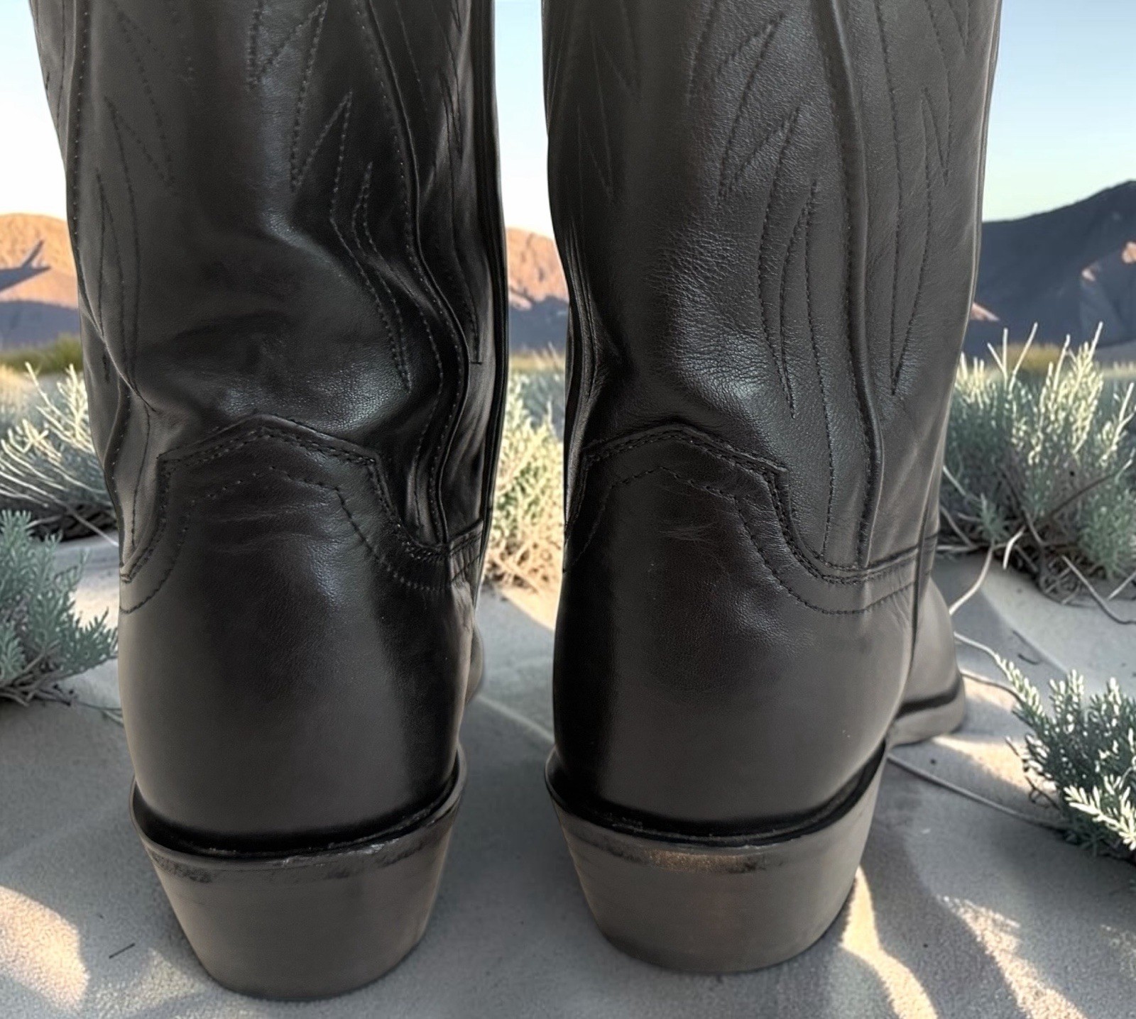 Lucchese 1883 Amberle Cowgirl Black Snip Toe Womens 7.5C Black Leather N8741 EUC