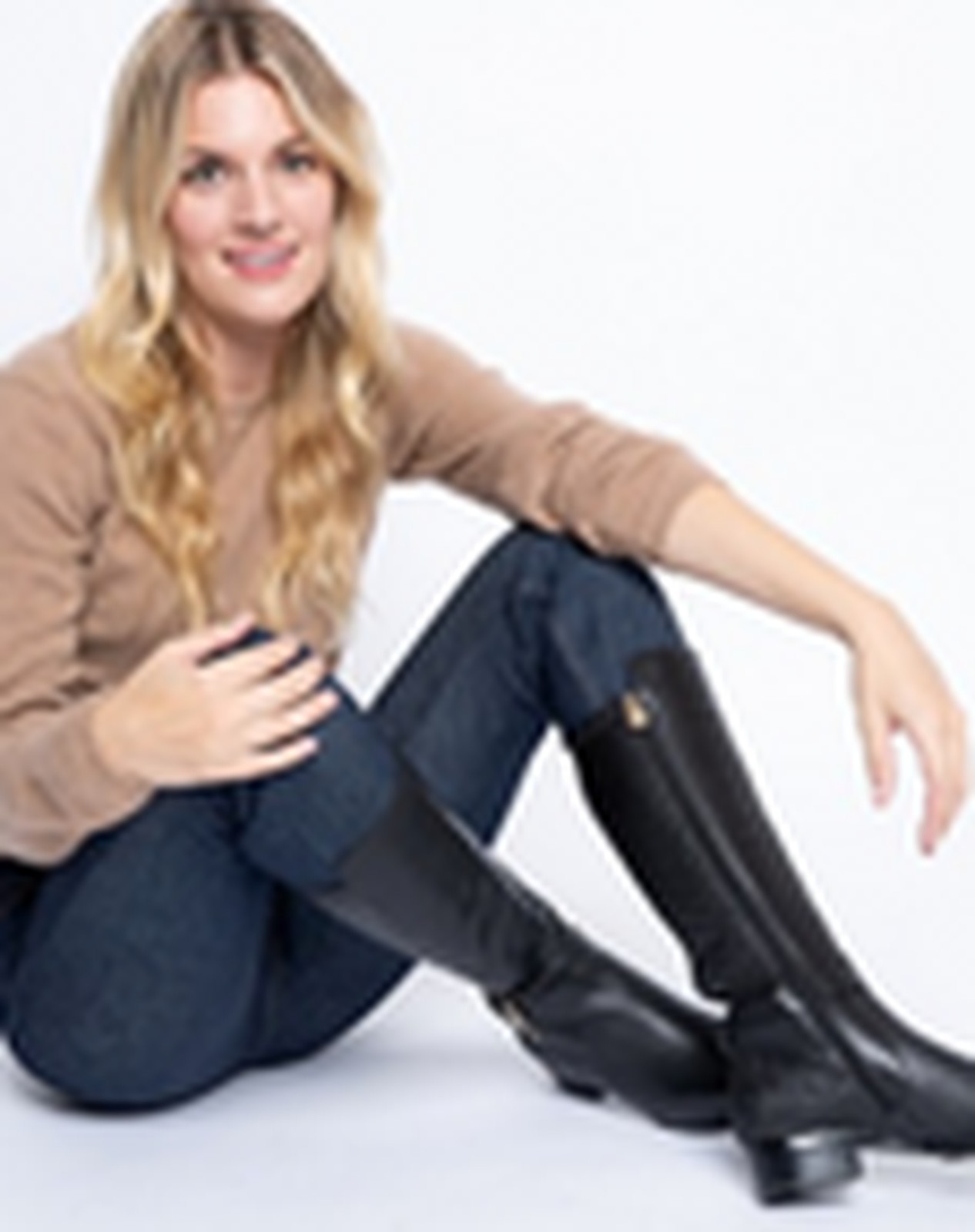 Wide Calf Boot Naz Black Leather Riding Boots with Quilted Back and Buckle