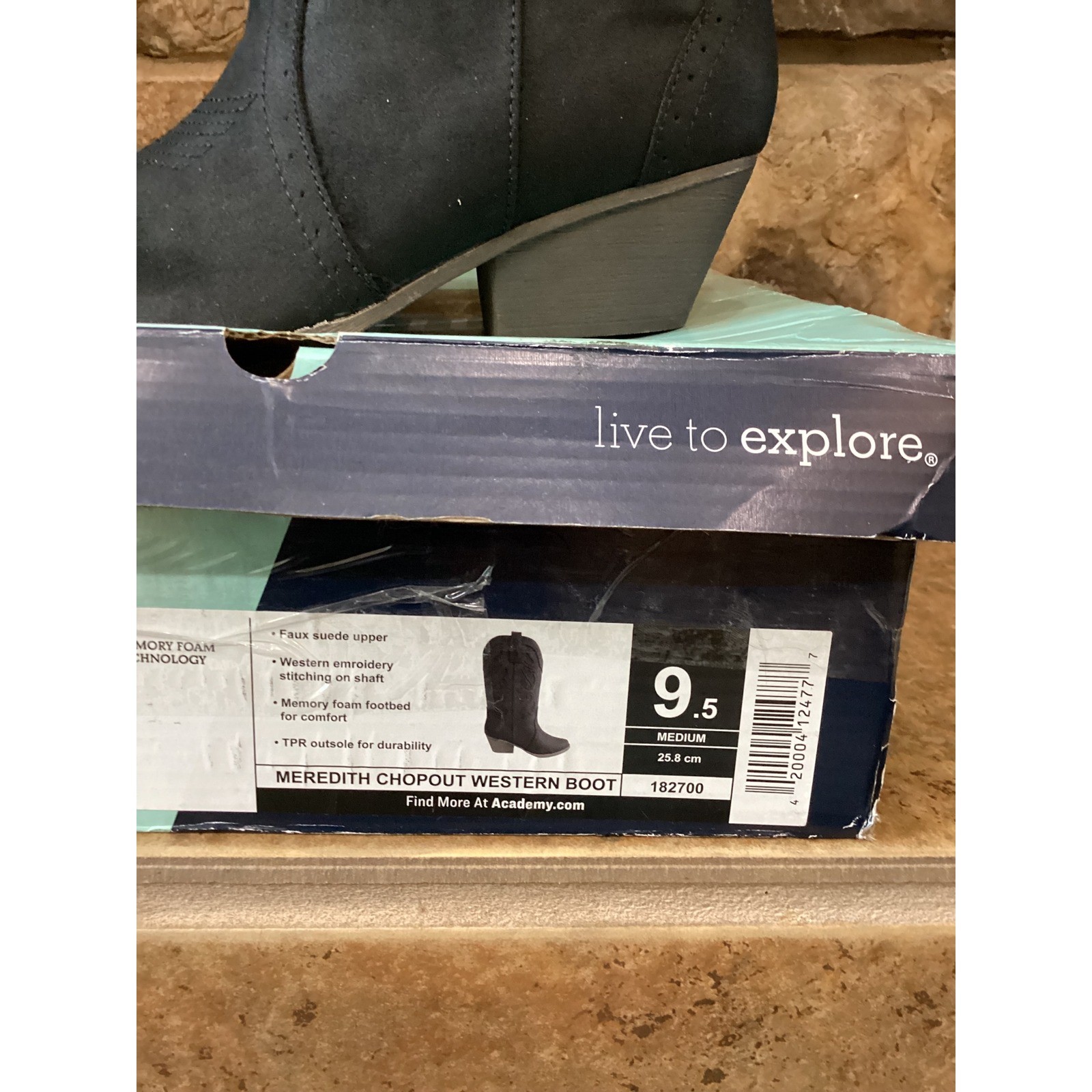 Magellan Outdoors Meredith Chopout Western Boots Black Faux Suede 9.5 182700 New