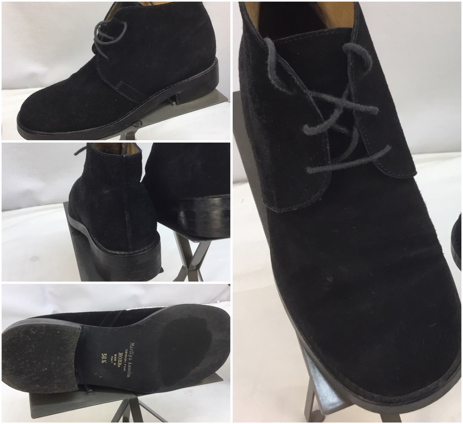 Hobb Marilyn Anselm Boots Sz 8 Women Black Suede Made In Italy 38.5 EU YGI M