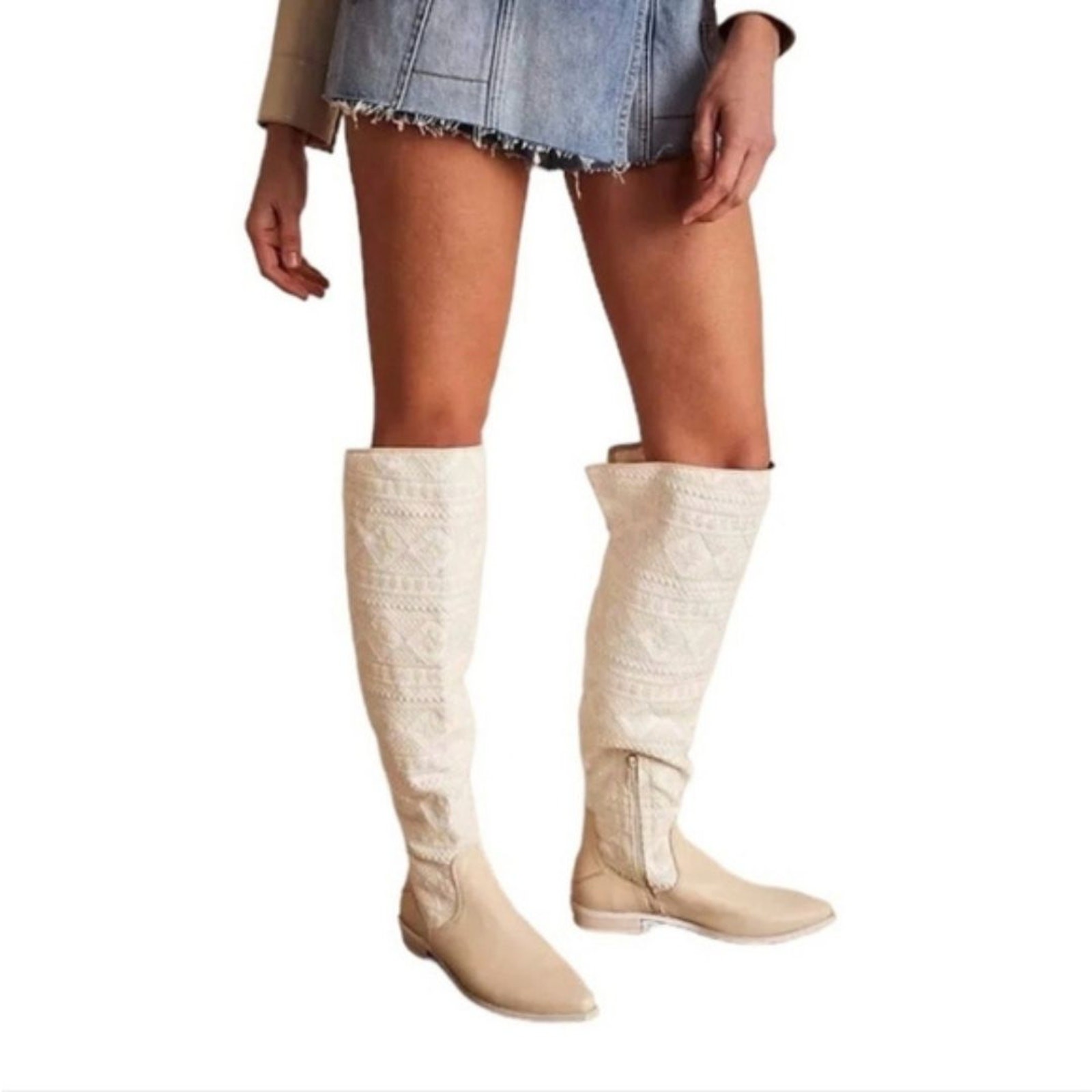 Free People Women’s Bren OTK Crochet Western Cowgirl Boots Size 9.5 EU 39.5