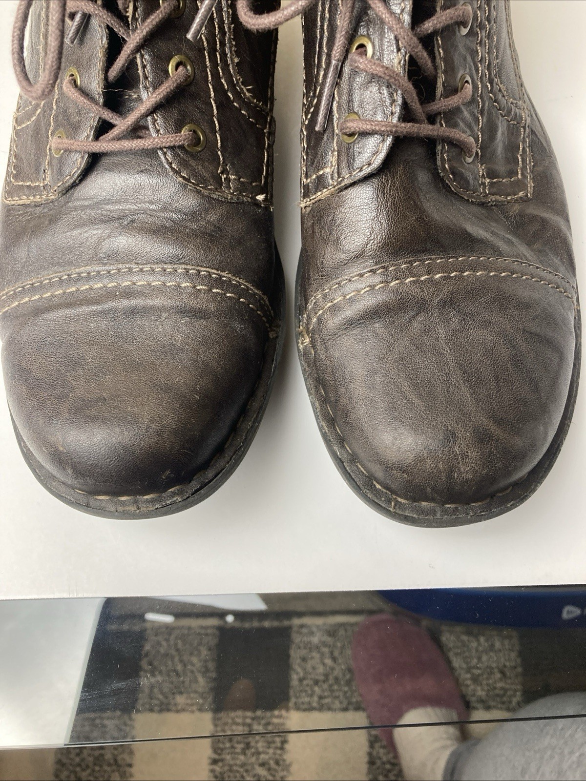 Women’s Boots Leather Upper Lace-Up Brown Size 9M