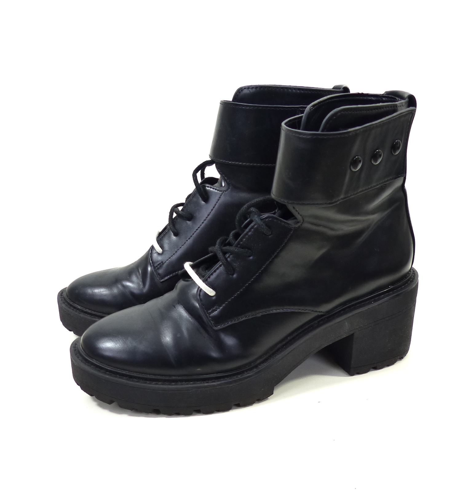 Bershka platform boost ankle boots Hook and Loop tab black size 38