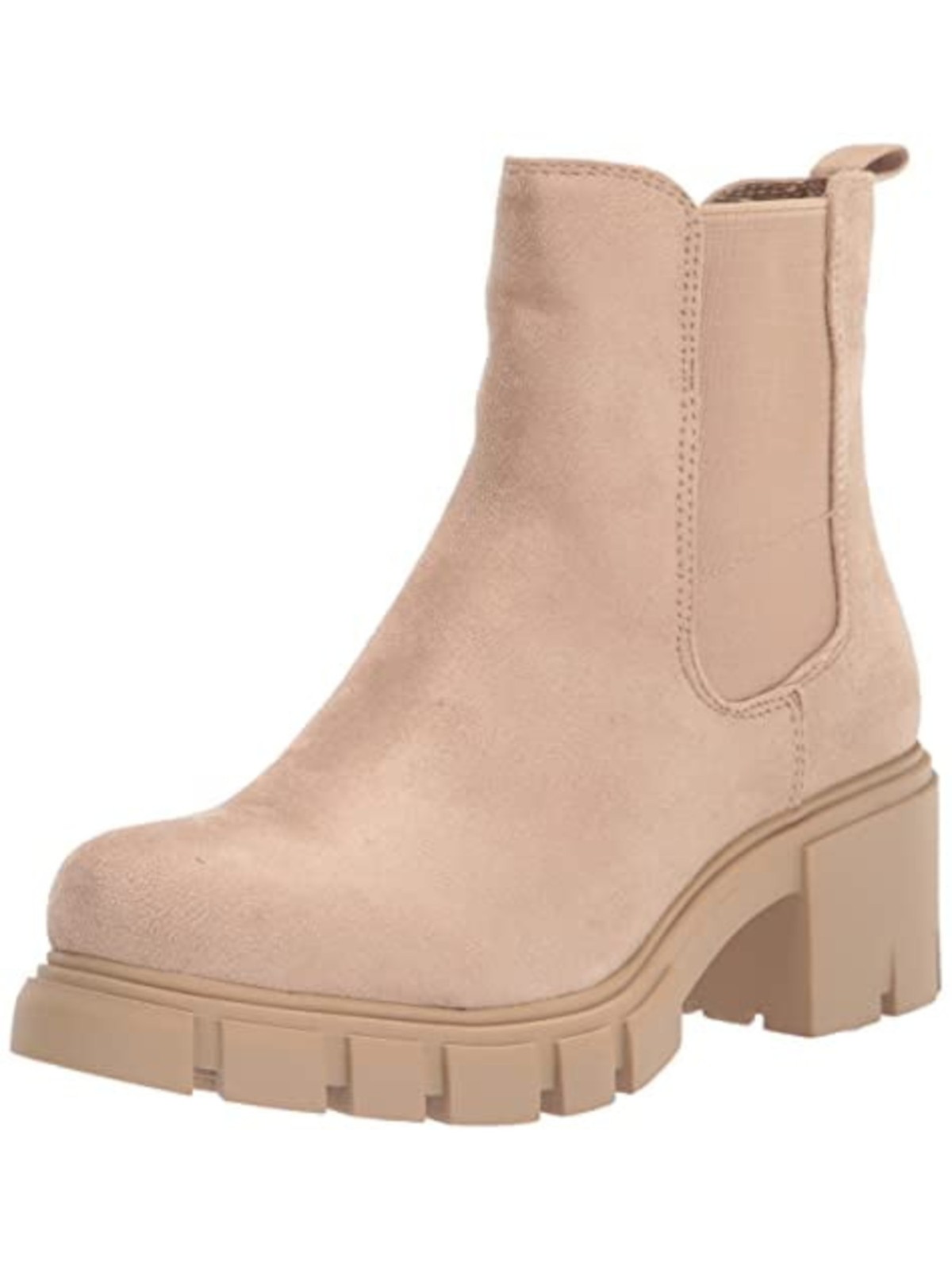 MADDEN GIRL Womens Sand Beige 1″ Platform Back Pull-Tab Tessa Chelsea 9.5 M