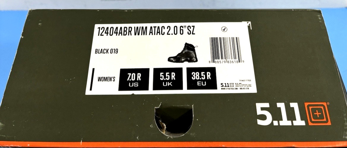 NEW 7 REGULAR WOMENS 5.11 TACTICAL 12404ABR ATAC 2.0 SIDE ZIP 6″ BOOTS BLACK