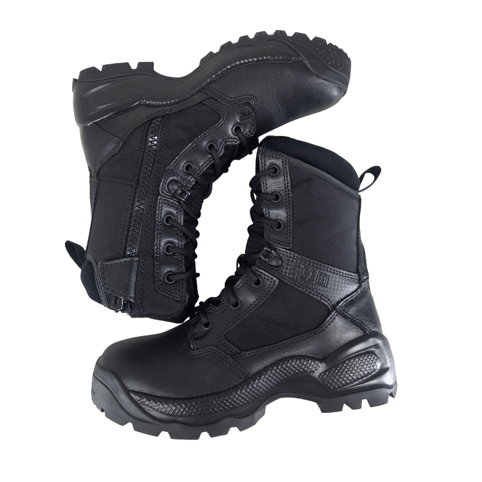 5.11 Tactical Black Leather Canvas Duty Boots Womens 7.5 ATAC 2.0 8″ Side Zip