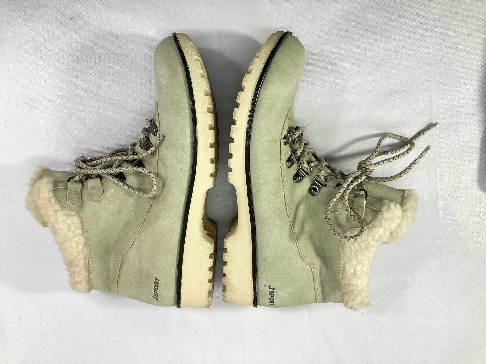 JSport Ladies Boots Size 9M Stone White Bluestone Memory Foam Faux Fur Lined