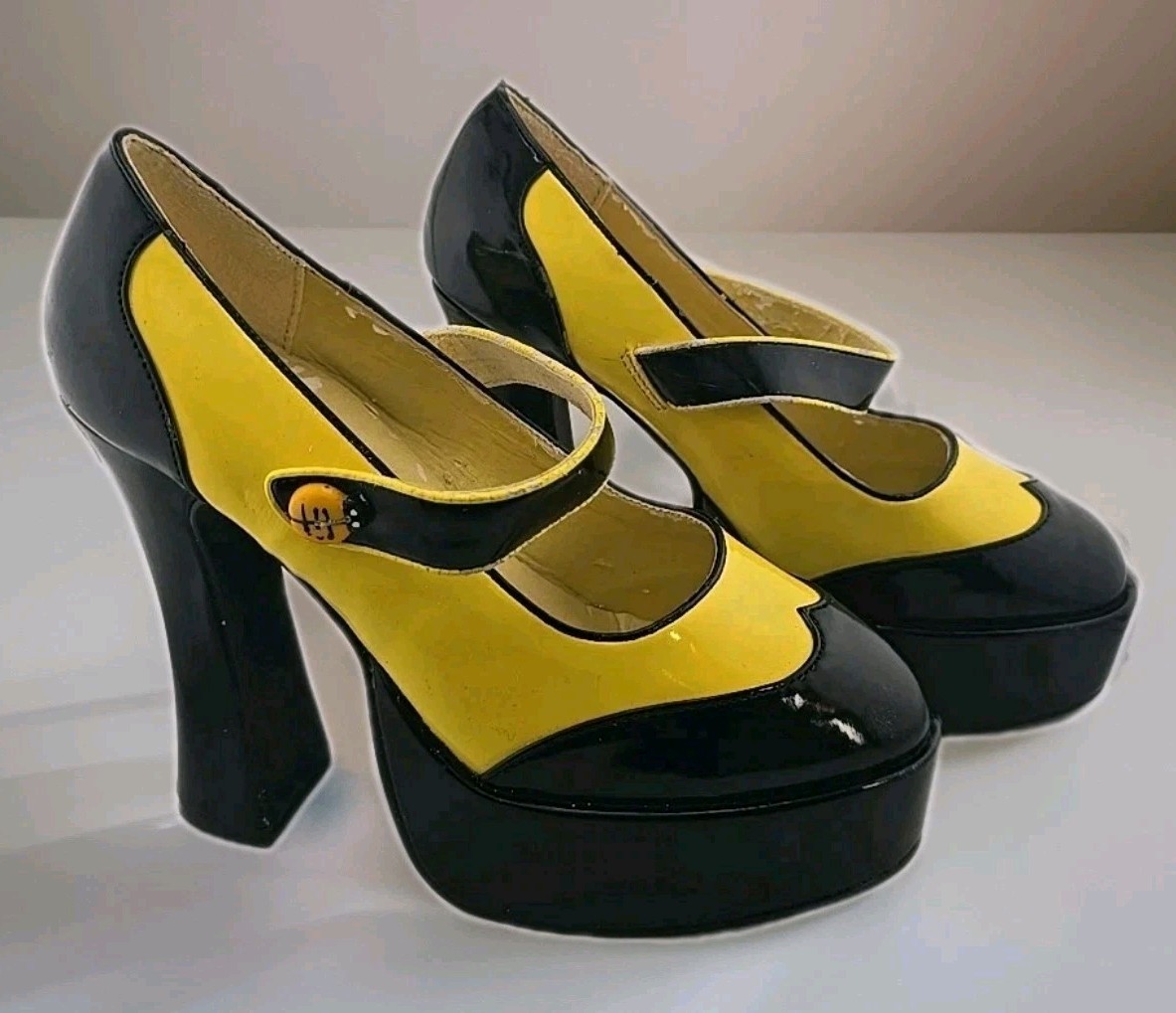 Platform Maryjane Black And Yellow Shoes – Ellie Shoes Size 7 USA