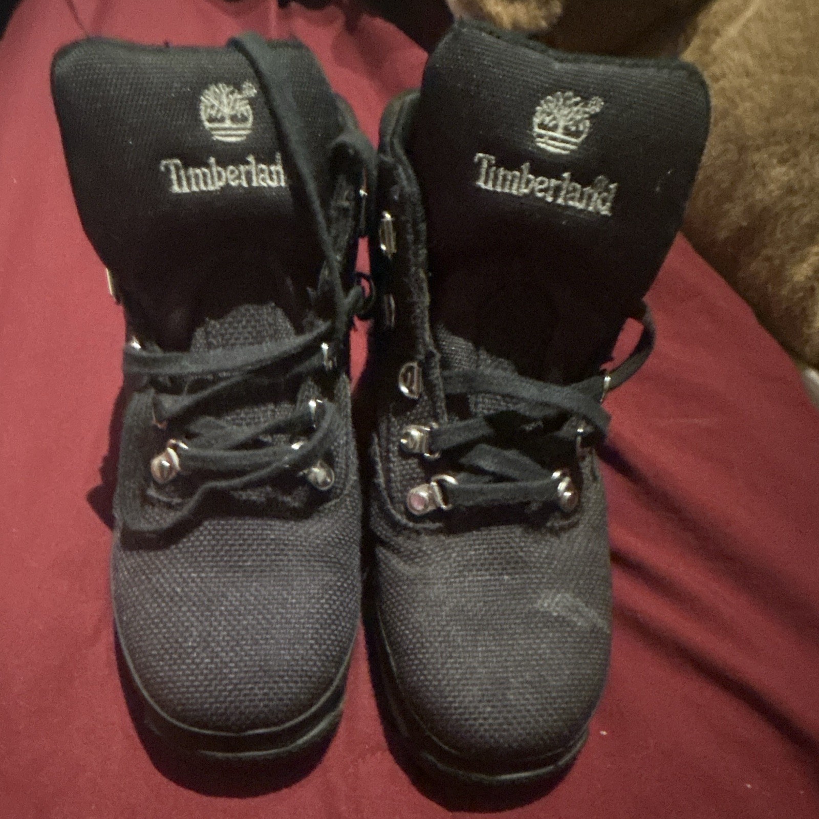 Timberland Women’s Black Ankle Hiker Boots Lace-Up Fabric Upper Size 5