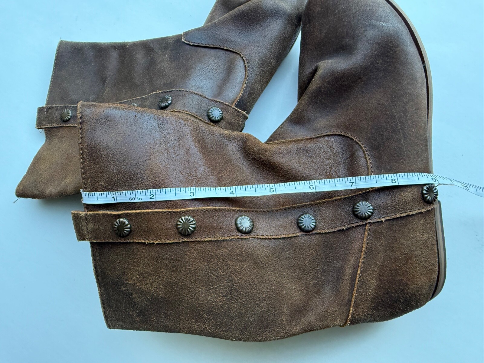 Minnetonka Turguoise Brown Leather Boots Womens Sz 6.5