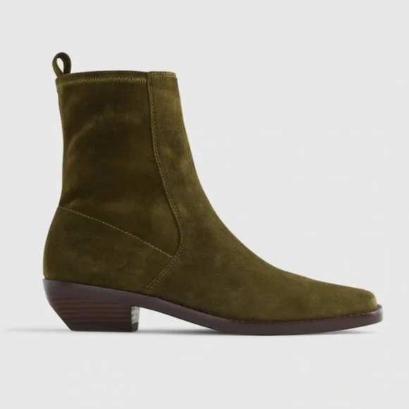 NEW Madewell Idris Glove Ankle Boot Green Suede Women 9.5 NX430 Western