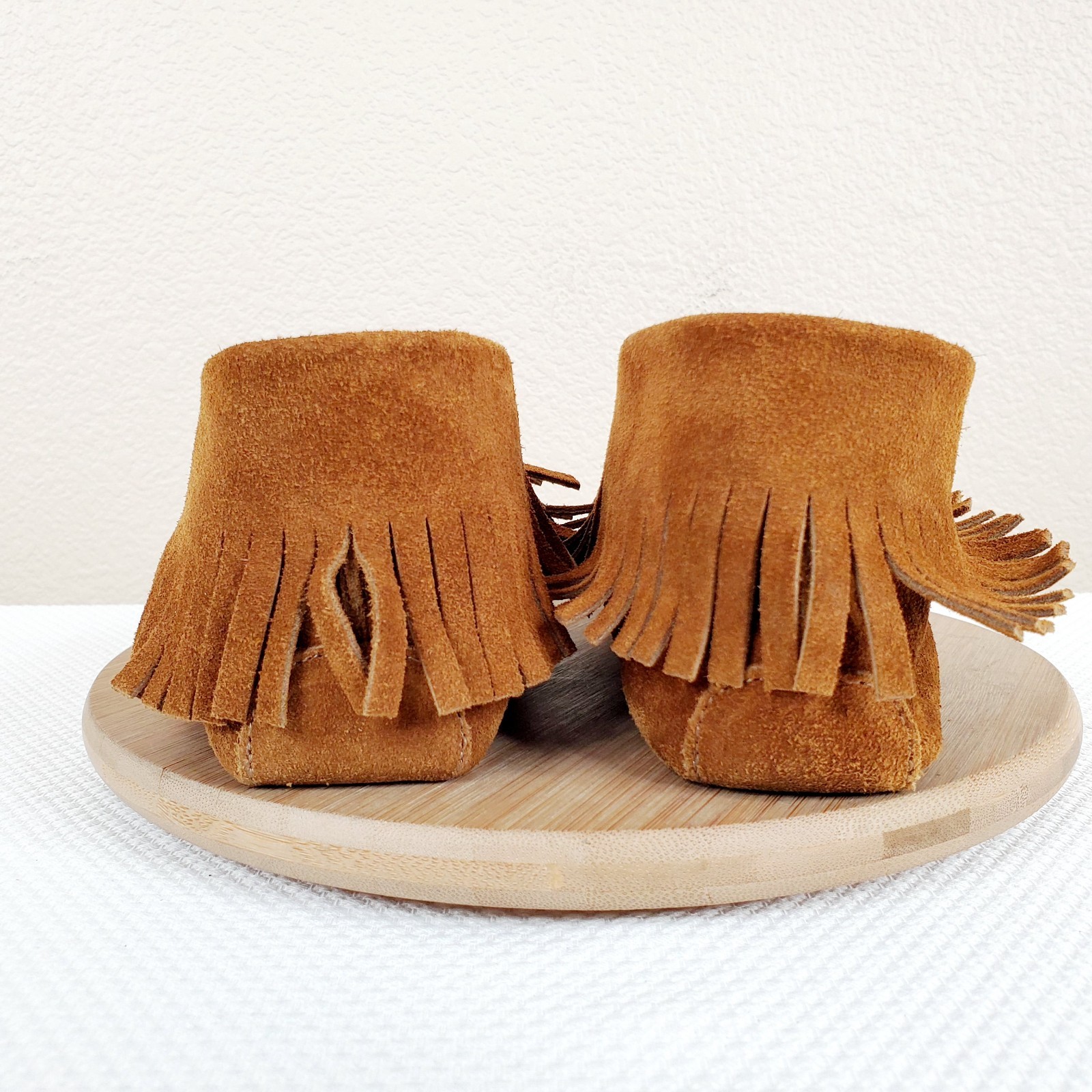 Minnetonka Softsole Bootie Womens 7 Brown Thunderbird Fringe Minimalist Shoe USA
