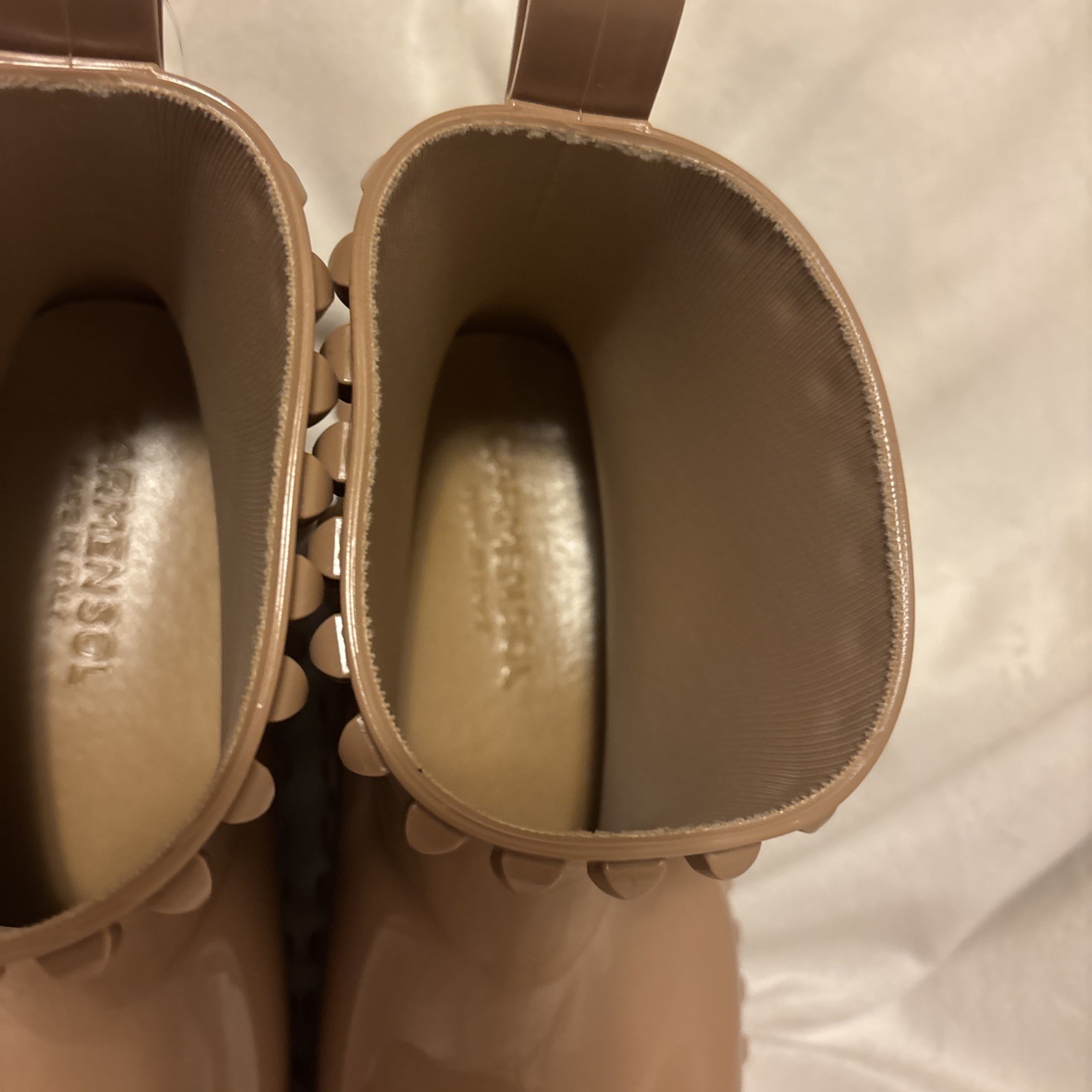 CARMEN SOL Women’s Tan Rubber Boots for Rain, Garden Fashion Waterproof Size 41