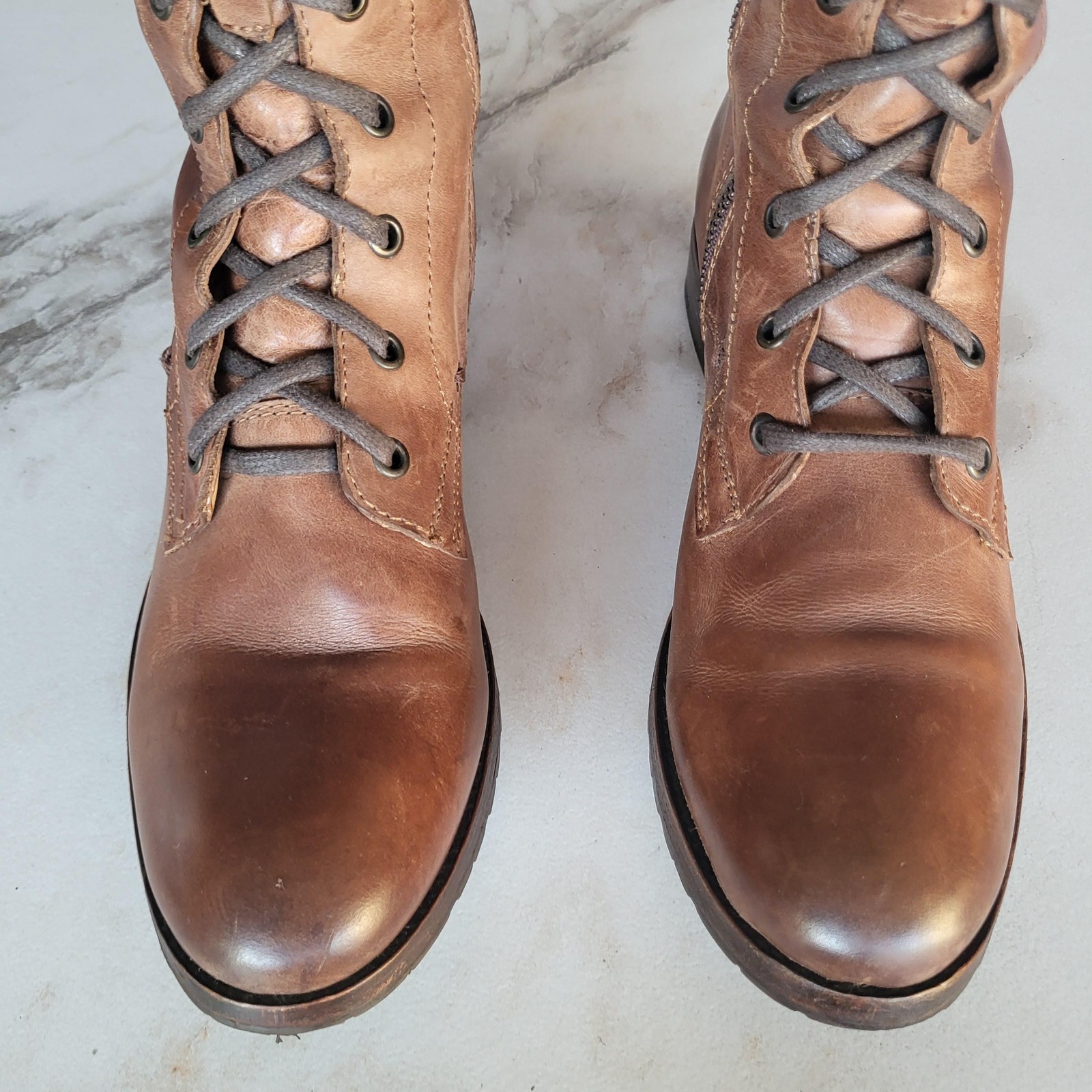 Frye Lace Up Riding Boots Womens Size 8.5 Brown Leather Knee High Tall Zip