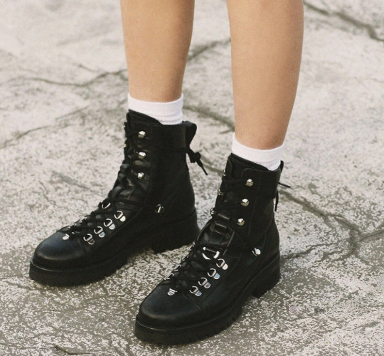 ALLSAINTS Franka Boot Women’s Black Leather Combat Hiker US 8 EU 39M UK 6 NIB