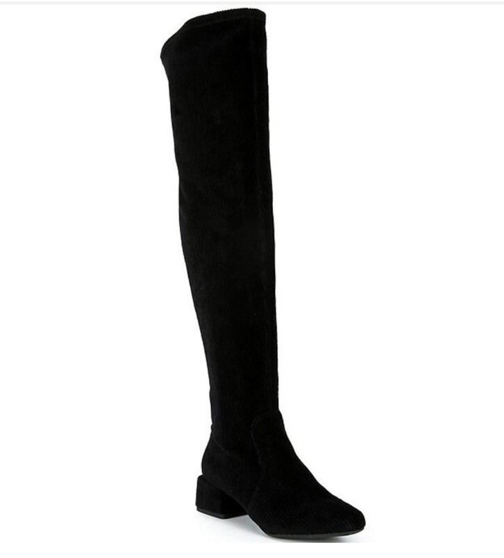 NEW $129 Chelsea & Violet Sz 6M Ziggy Over the Knee Boots Black Suede 1.5” Heel