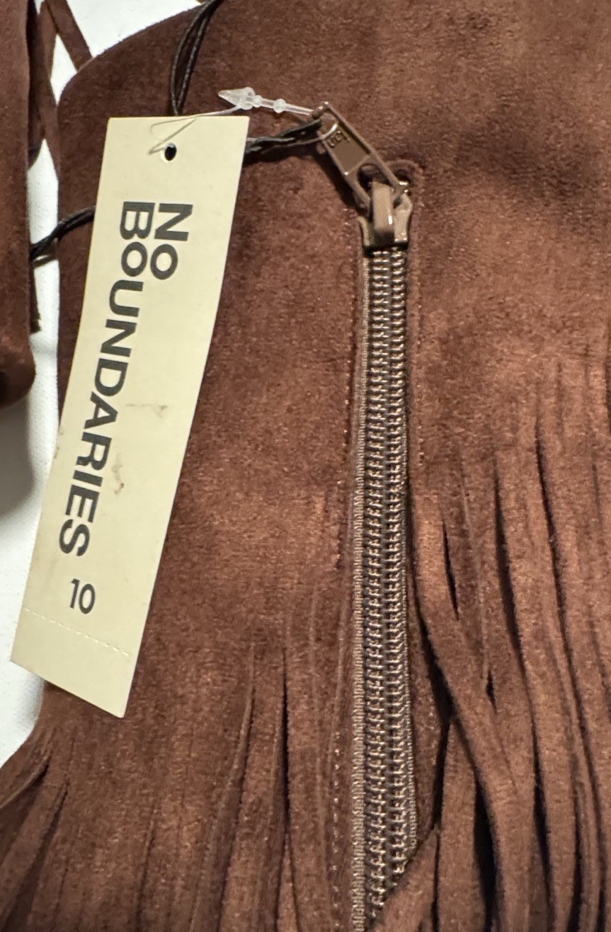 Brown Fringe Boots Womens 10 Memory Foam
