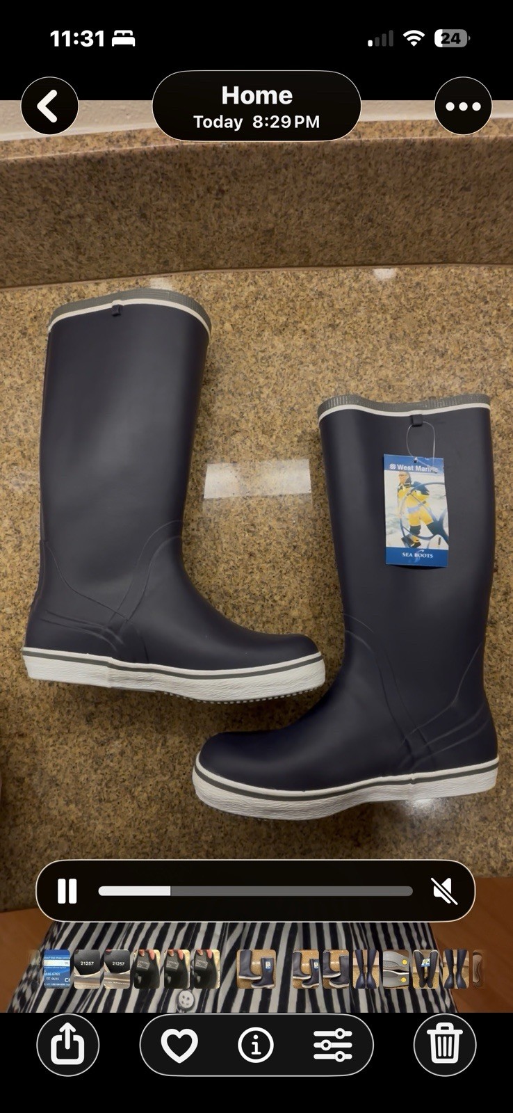 NEW West Marine SIZE 7 Waterproof TALL SEA BOOTS sailing NAVY Rubber Wellies