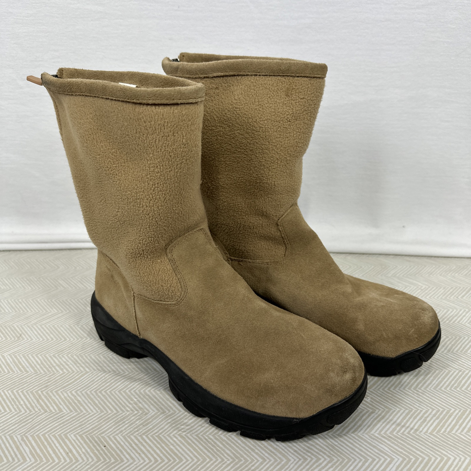 Lands End Boots Women’s 7H/B 93160 Tan Chestnut Suede Fleece Lined Winter Warm