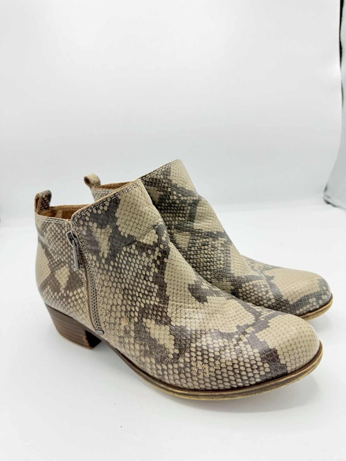 Lucky Brand Basel Double Zip Bootie in Chinchilla Slither Colorway Size 7.5 1915