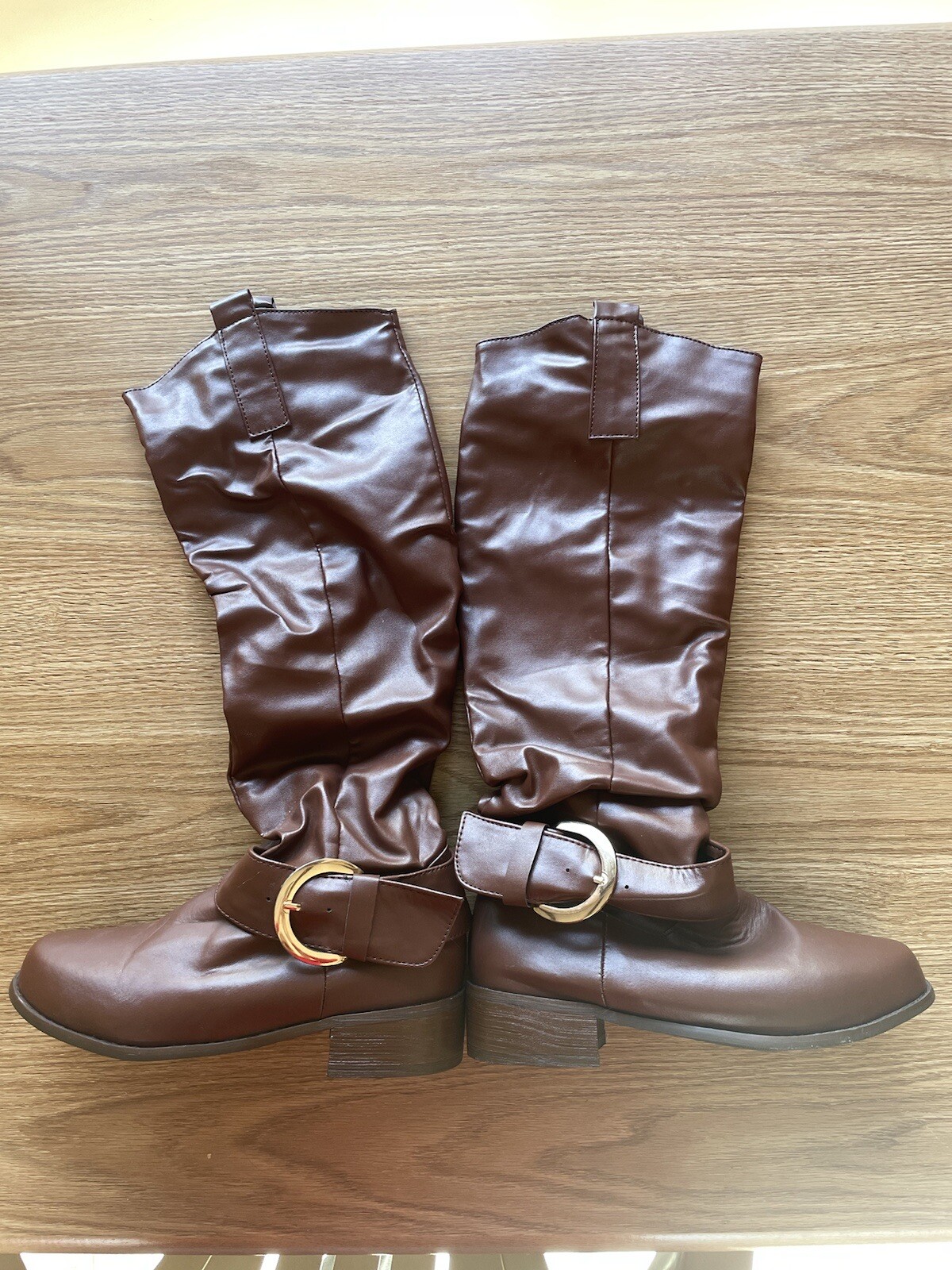 Unbranded womens cognac riding boots, size 7, pull on style and 1.5 in heel