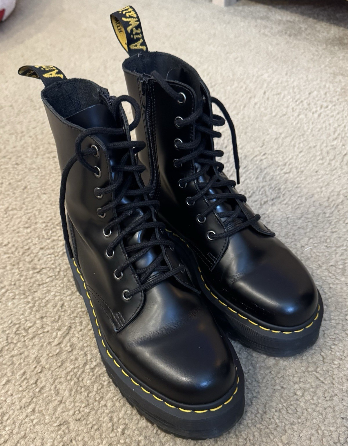 Dr. Martens Jadon Platform Boots – Black Smooth Leather – Women’s 9