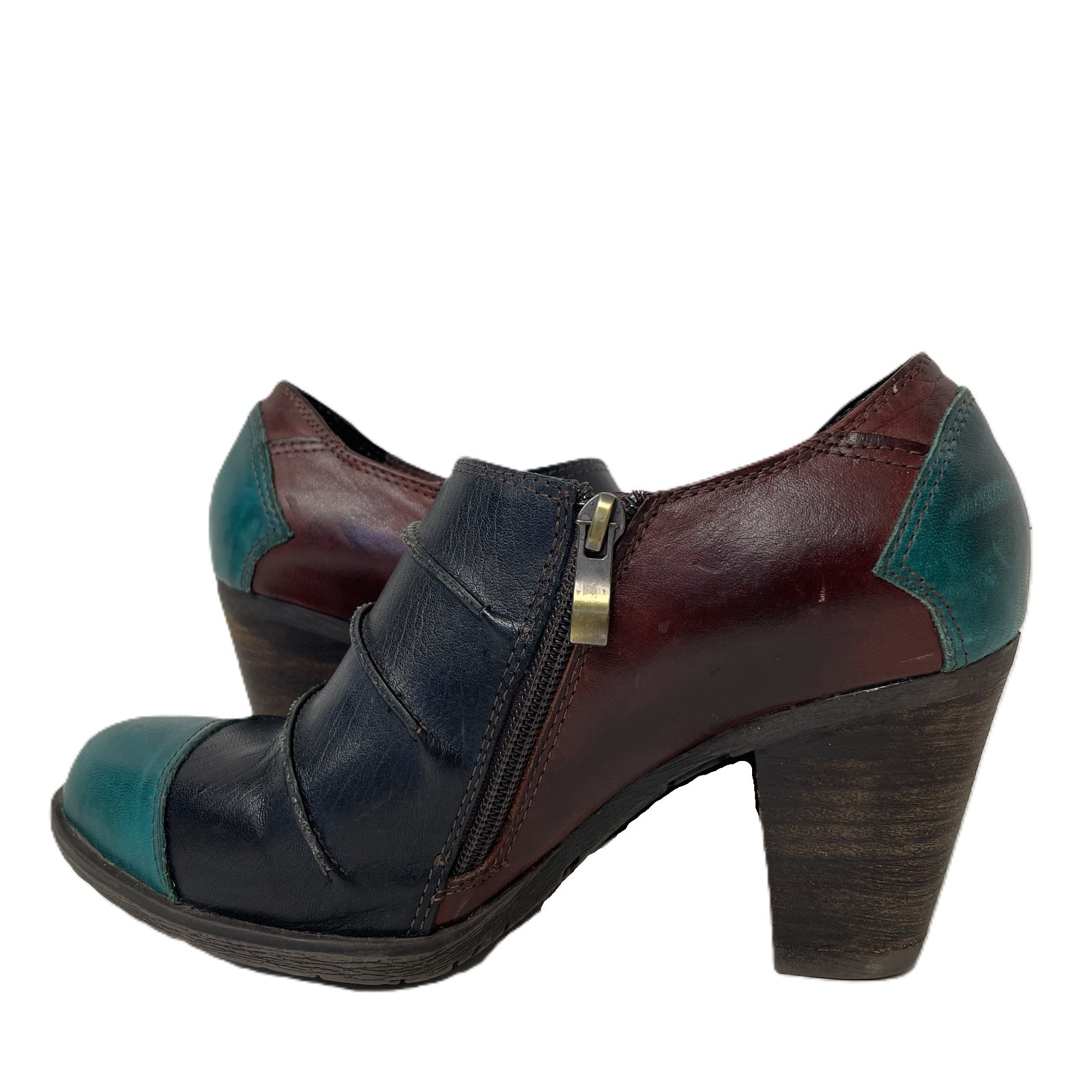 Spring Step L’artiste Booties 38/7.5-8 Blueberry Retro Colorblock Steampunk Boho