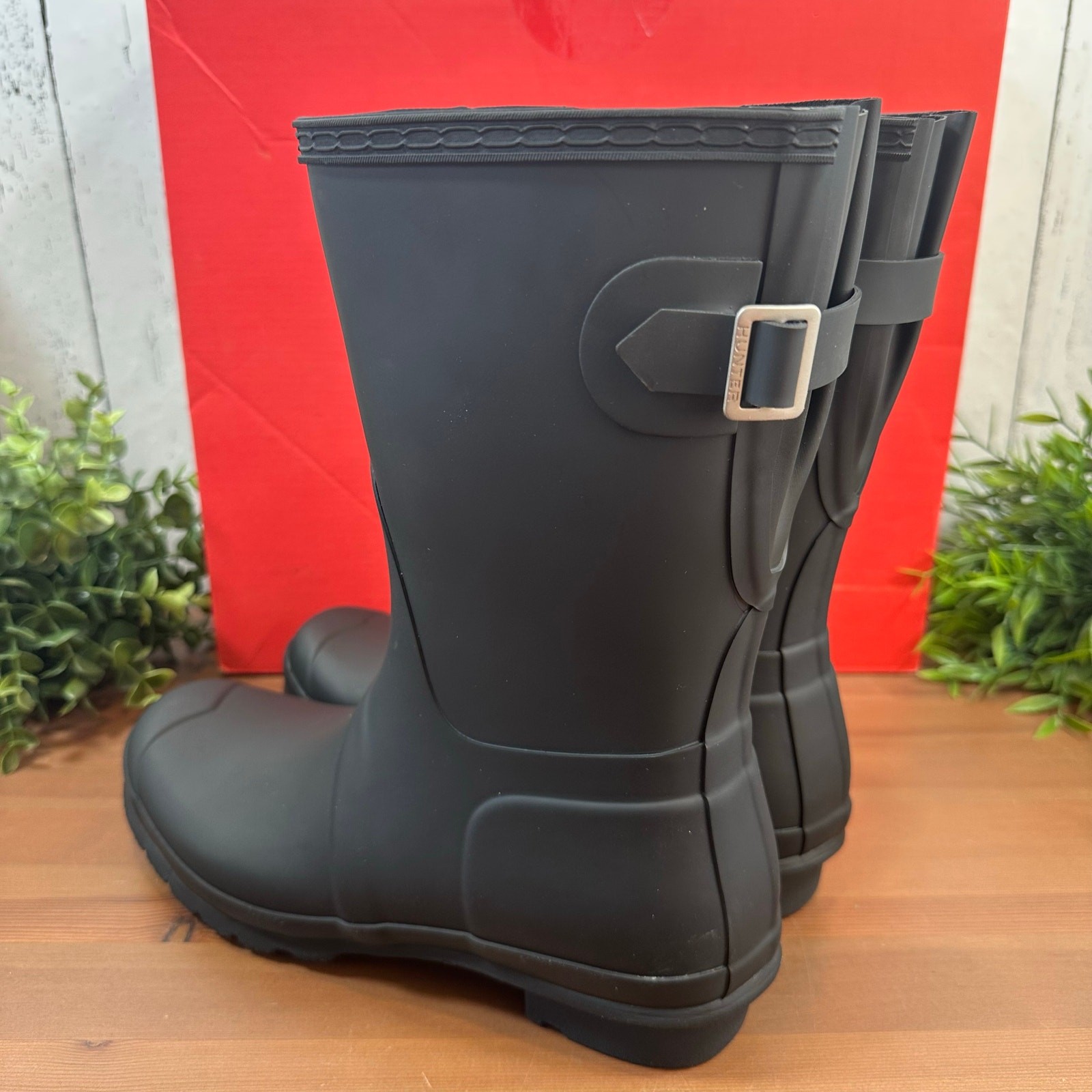 Hunter Women’s Original Back Adjustable Short Rain Boots Black Size 7