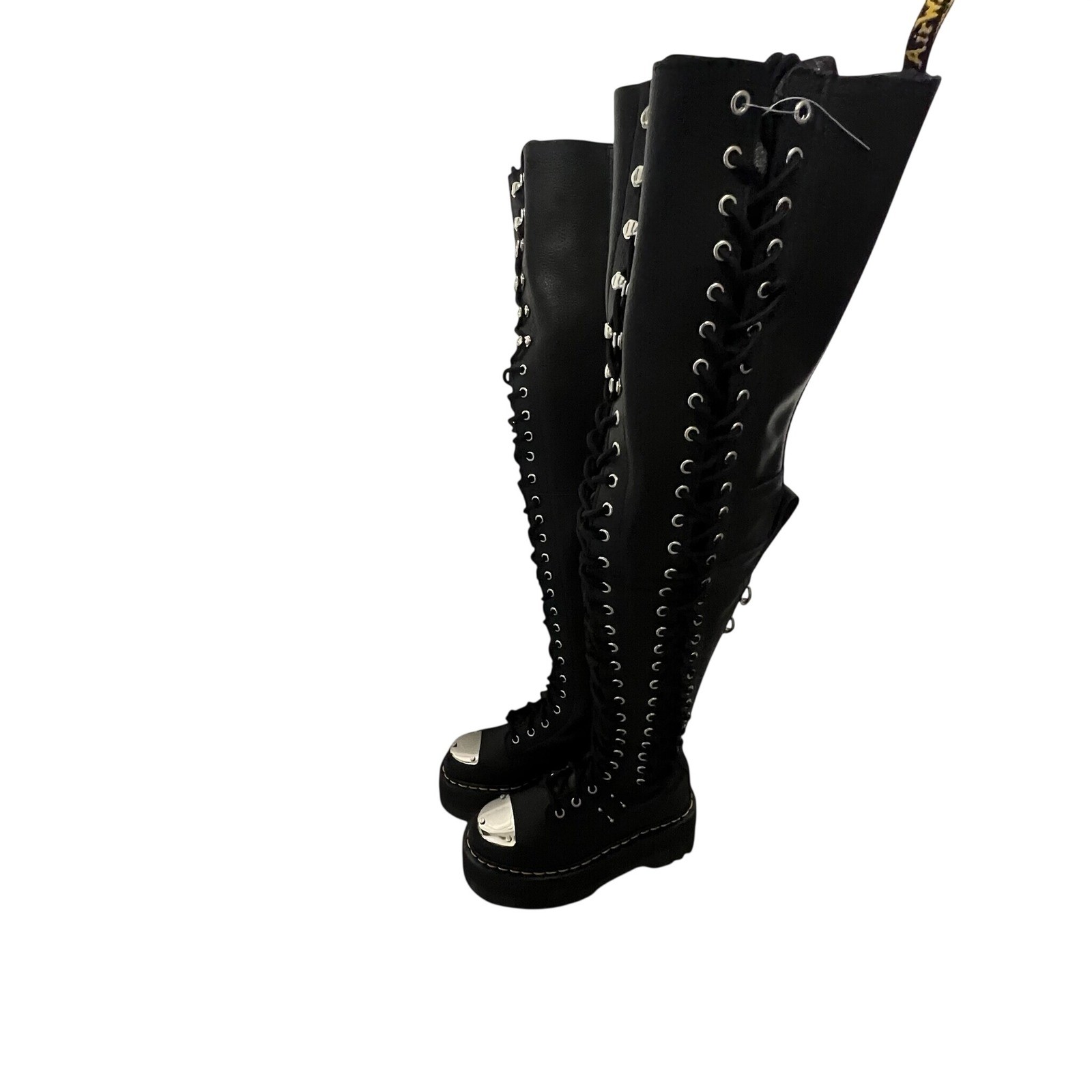 Dr. Martens 28-Eye Extreme Max Boots Women’s Size 5 Black Leather Over-The-Knee
