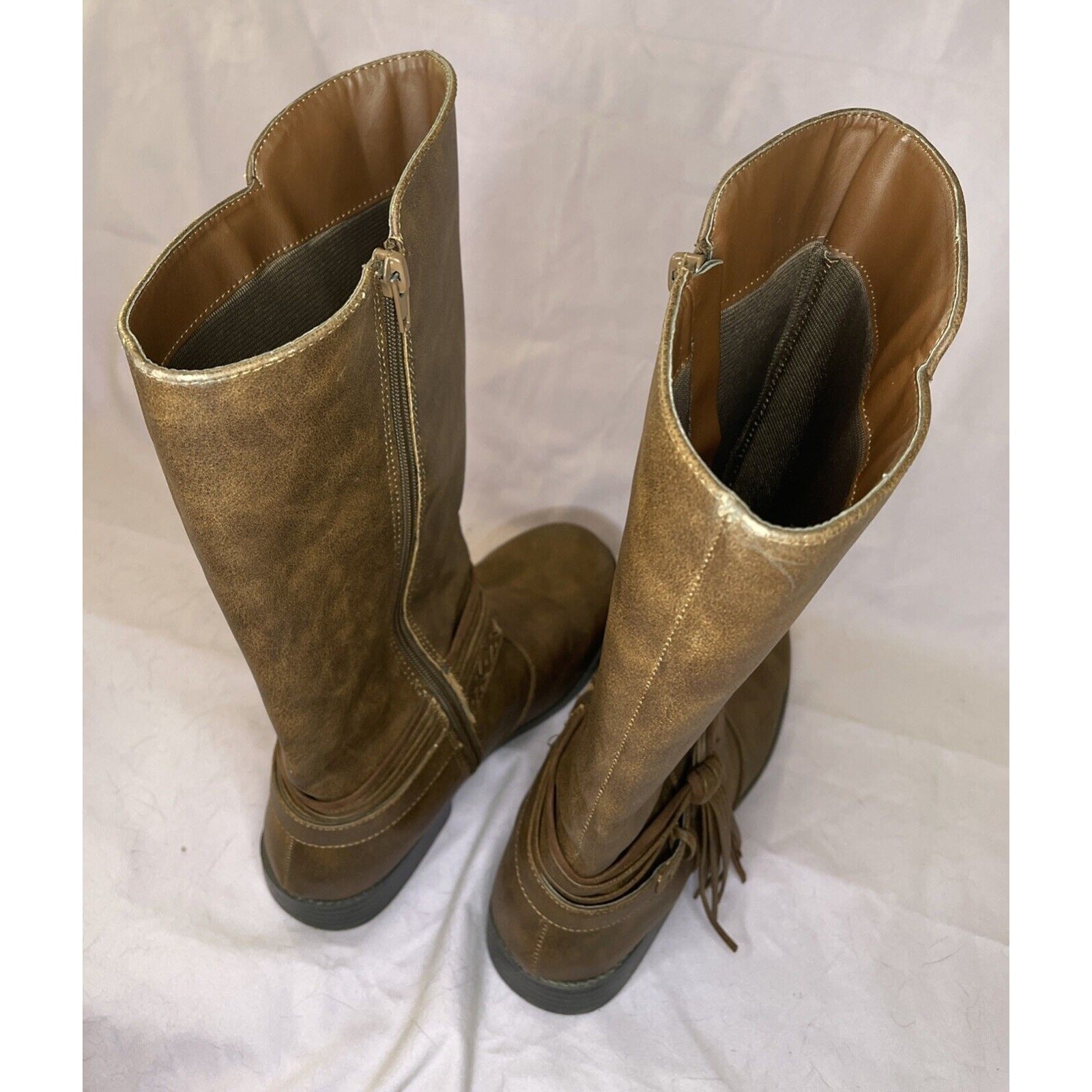 JUSTICE FOR GIRLS Western Brown Leather Tall Riding Boots WOMEN’s SIZE 7