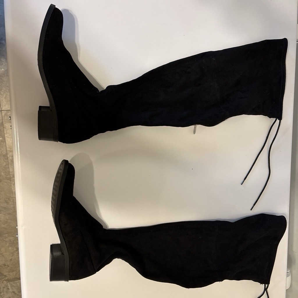 Adrienne Vittadini Women’s Black Knee High Faux Suede Zip Boots 8M