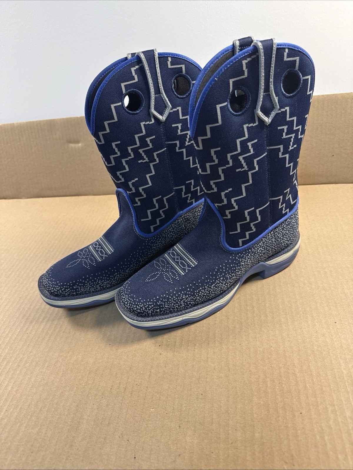 Laredo Fabric Super Lightweight Boots Womens 9M Dark Blue With Accents