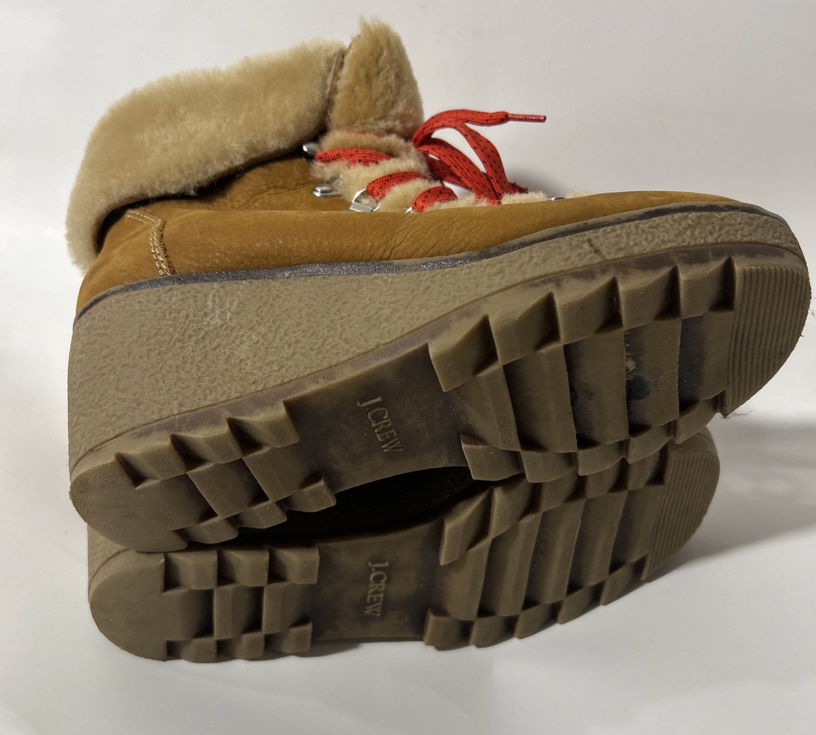 J.Crew Nordic Wedge Shearling Fur Lined Winter Ankle Boots Glazed Pecan Womens 7