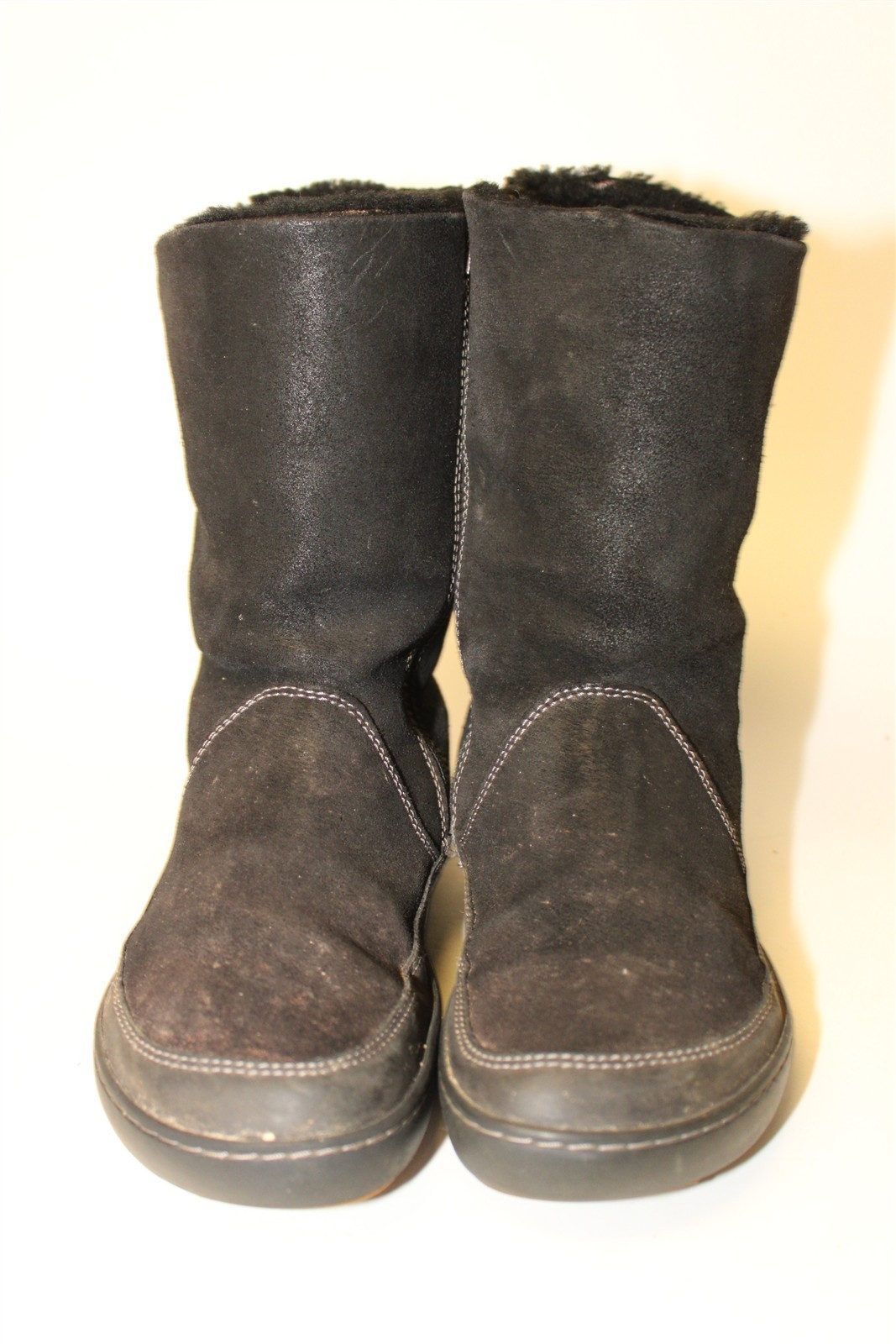 Birkenstock Woodbury Womens 8 R 39 Black Nubuck Shearling Side Zipper Flat Boots