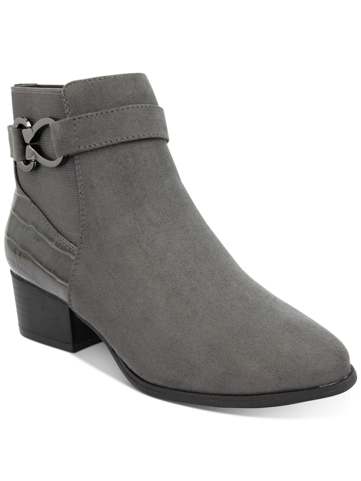 KAREN SCOTT Womens Gray Crocodile Nadine Round Toe Block Heel Booties 9.5 W