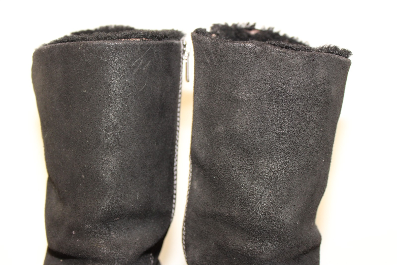 Birkenstock Woodbury Womens 8 R 39 Black Nubuck Shearling Side Zipper Flat Boots