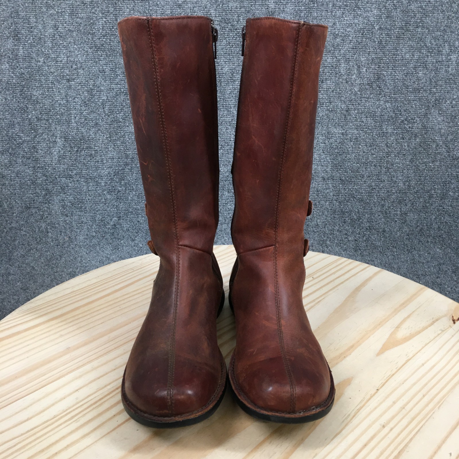 Merrell Tetra Launch Boots Womens 7.5 Biker Waterproof Side Zip Mid-Calf Brown