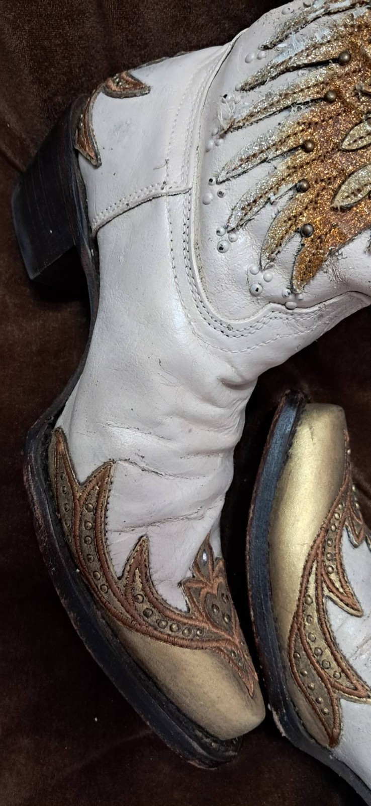 CORRAL VINTAGE ANGEL WINGS Embroidery WITH CRYSTAL Snip Toe BOOT 7.5 M