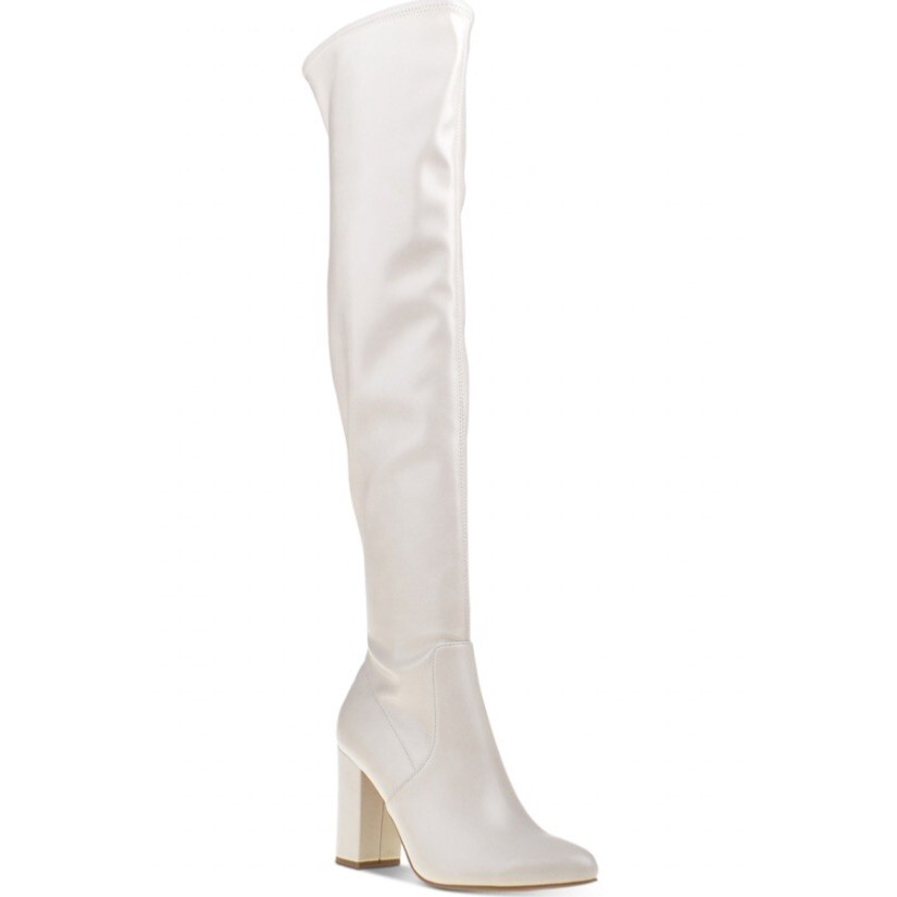 Wild Pair Bravy Women’s Laceless Dressy Over-the-Knee Boots White NWB