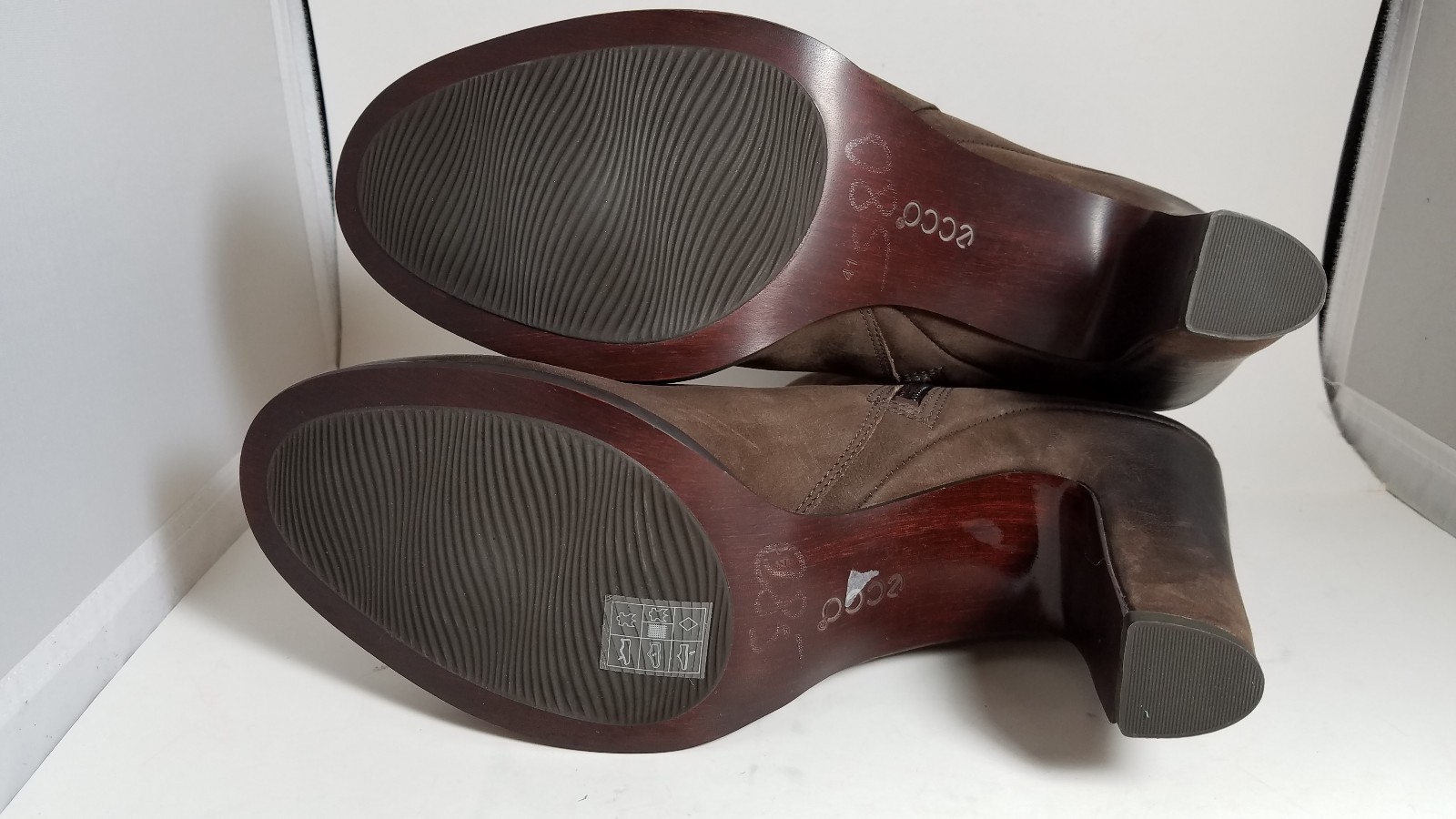 ECCO women ankle boots brown leather high heel zipper Jaffna sz 10 10.5 41 new