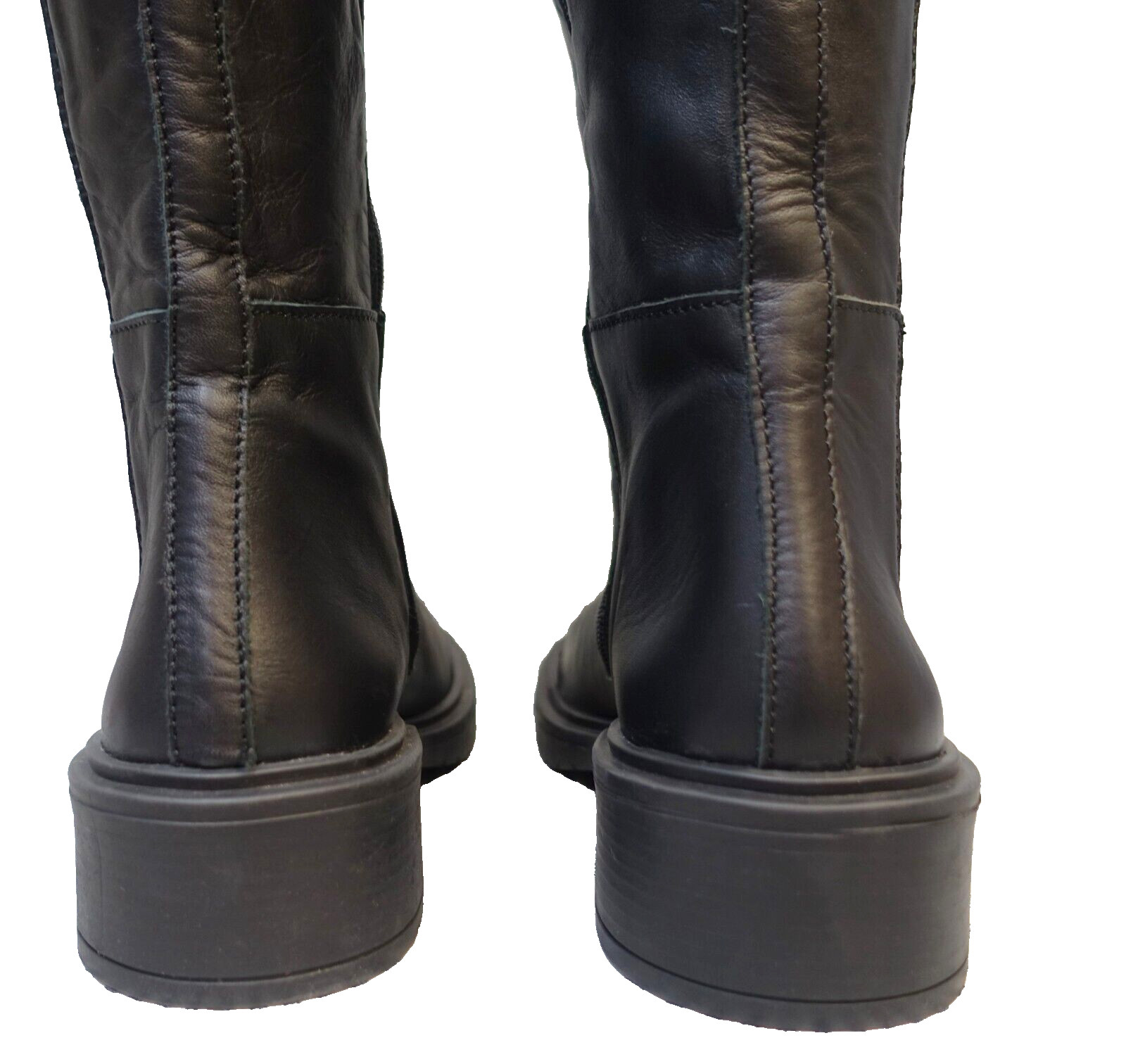ENZO TESOTI SPAIN~NEW!!~BLACK LEATHER RIDING BOOTS STRETCH PANEL SIDE ZIP 41/10