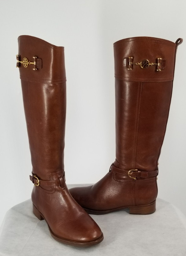 Tory Burch Size 7 Medium Nadine Knee High Leather Riding Boots Brown