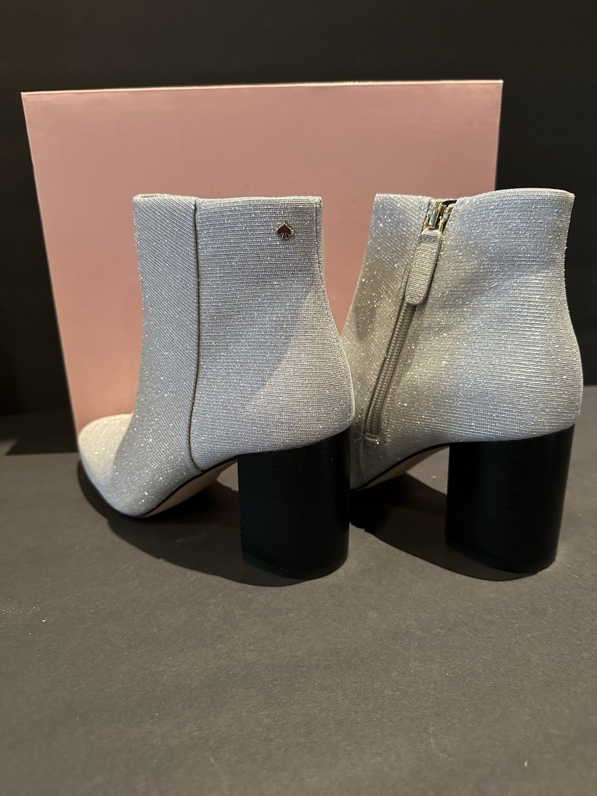 Kate Spade New York Giselle Lurex Glitter Silver Pointed Toe Ankle Bootie 6.5B