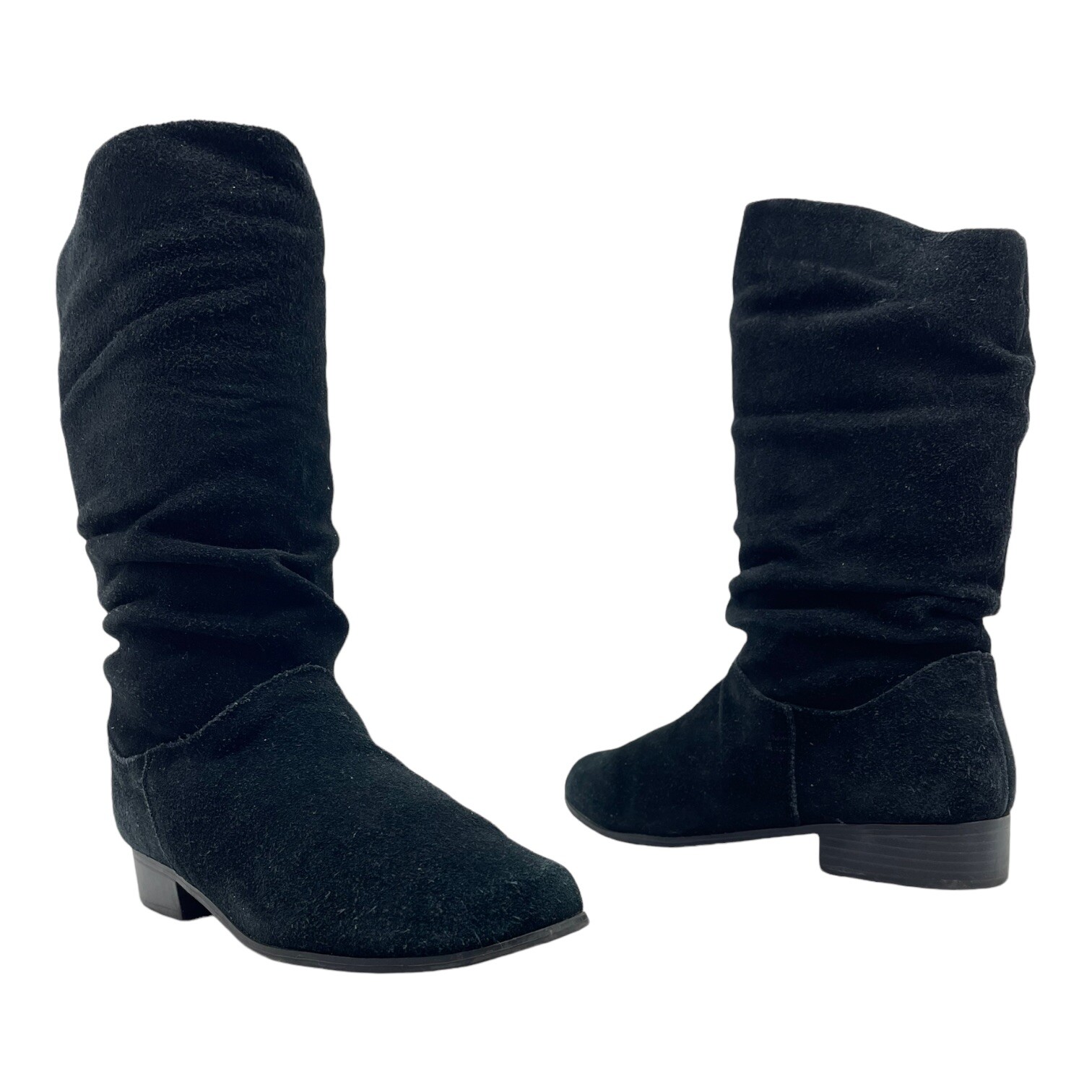Vintage 80s ST JOHNS BAY Womens 8.5W 8.5 W Suede Leather Knee High Boots Slouch