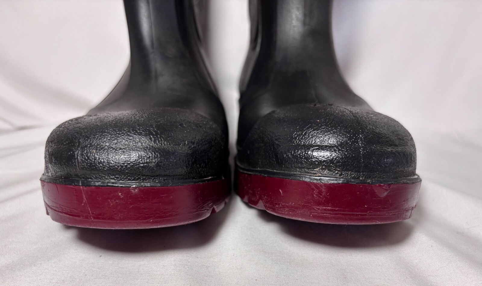 LaCrosse Black/Maroon Bottom Tall Pull On Rubber Garden Rain Boots Sz 8