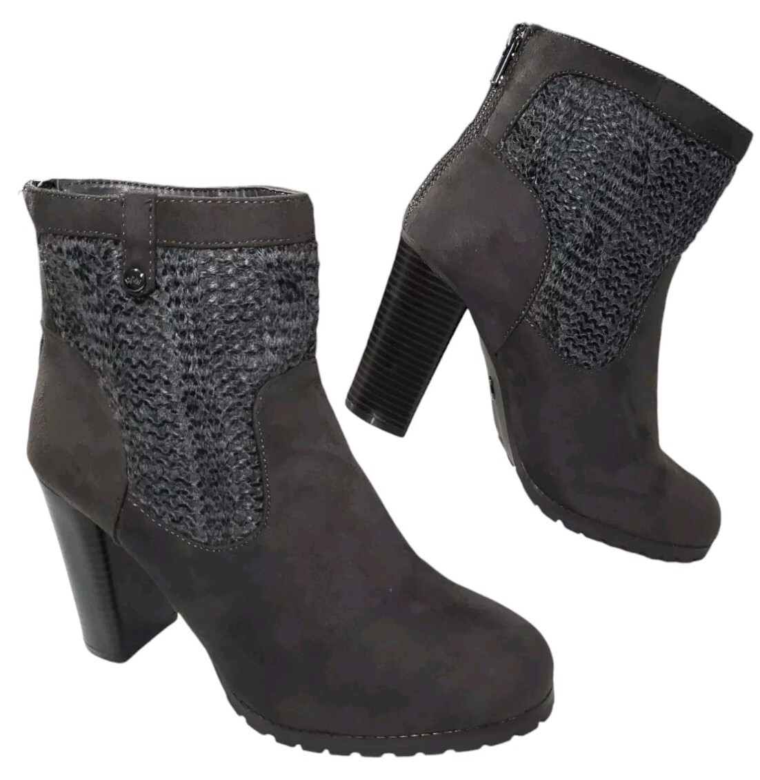 Juicy Couture Ankle Boots Womens Size 9 M Chunky Heel Zipper Detail Lupia Gray