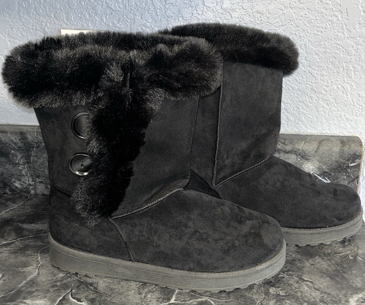 KOHL’S Abigail Womens Winter Black Faux Fur lined Boots Size 8.5 Med