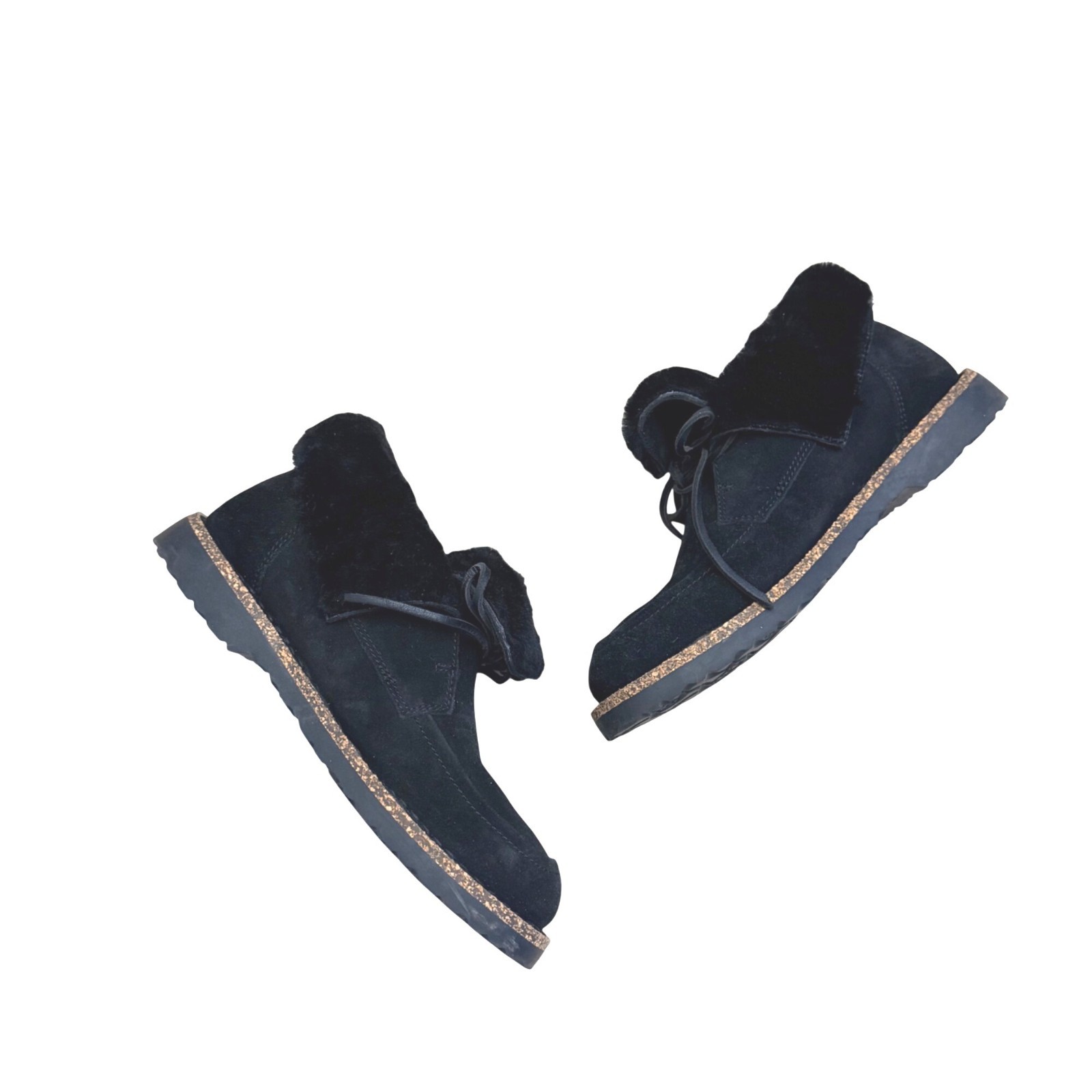 Birkenstock Women’s Bakki Chukka Boots Sz 8 US 39 EU Black Suede Shearling Lined